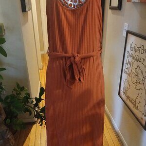 Sleeveless Ribbed Orange Maxi Dress!